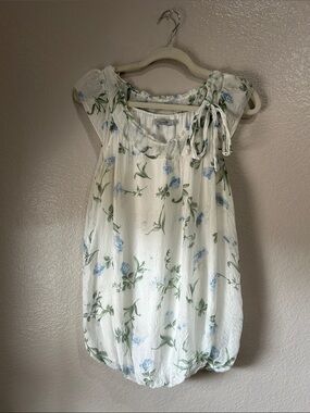 Tendenze Pure Silk Ivory Floral Blouse  Sz L Feminine Summer Casual Chic TC018